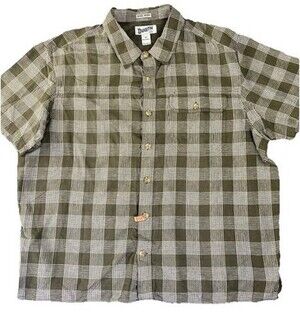 DULUTH TRADING Mens Vented Fishing Shirt 2XL Olive Hiking Button Organic Hemp Co